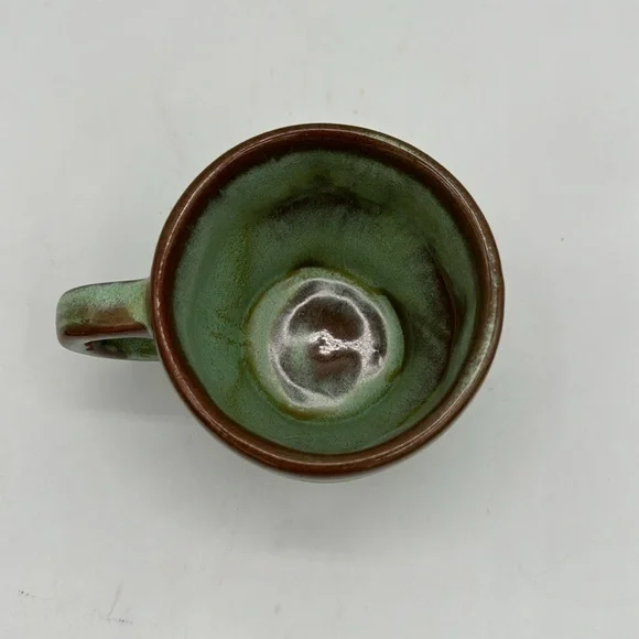 Frankoma Flat Cup Wagon Wheel Prairie Green Mug and saucer. - Picture 4 of 8